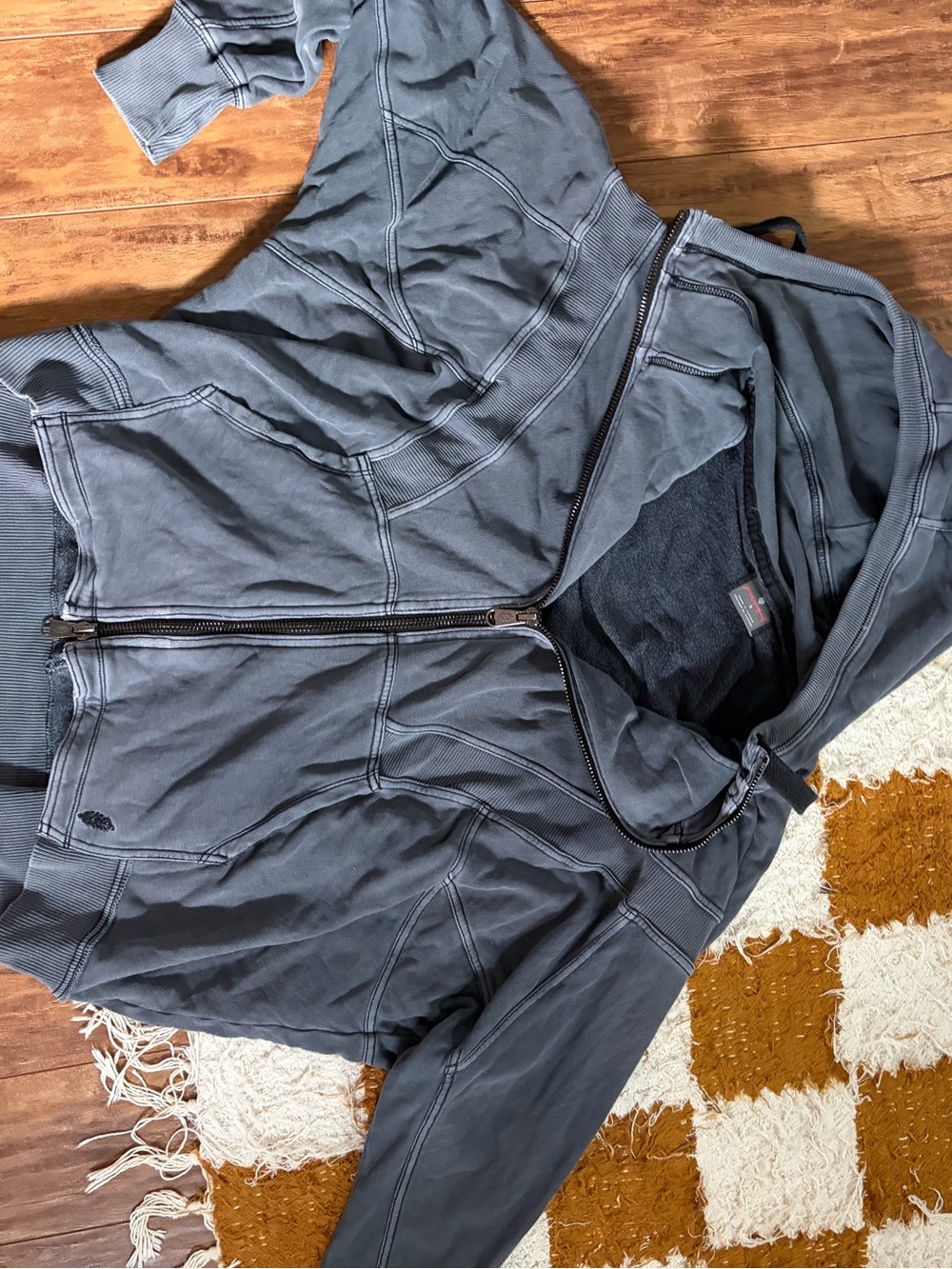 Free People Women's Zip Hoodie Jacket - Charcoal Gray